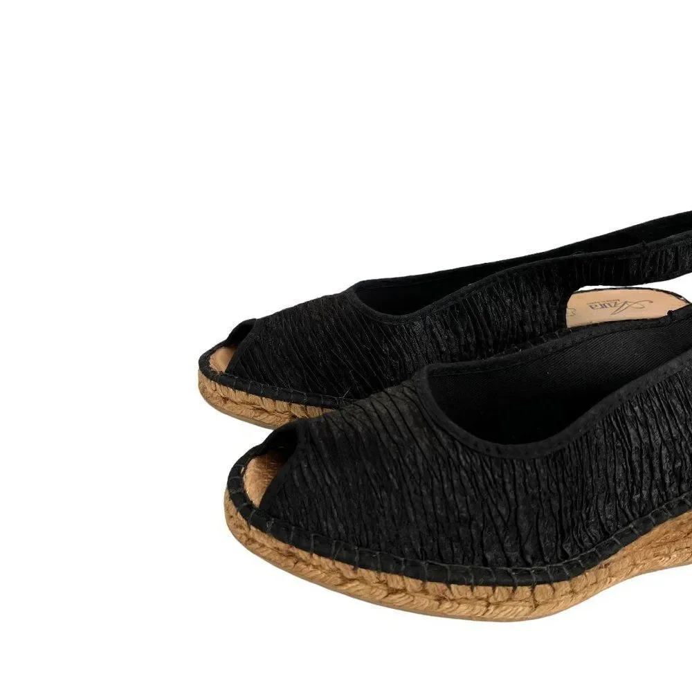 Azura by Spring Step Jeanette Espadrille Wedge Sandal in Black  EU 42/10.5-11M